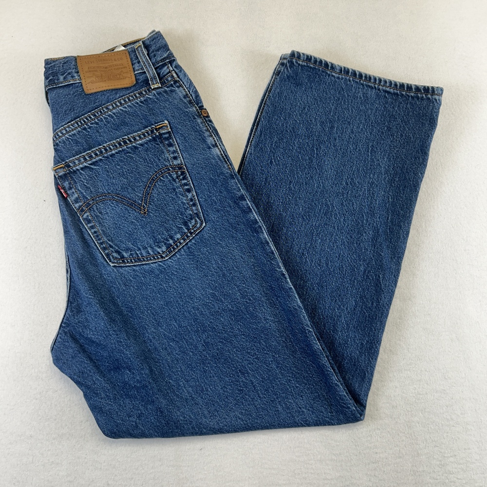 Levi's Premium Ribcage Jeans Womens 30x29 Blue High Rise Straight Button Fly
